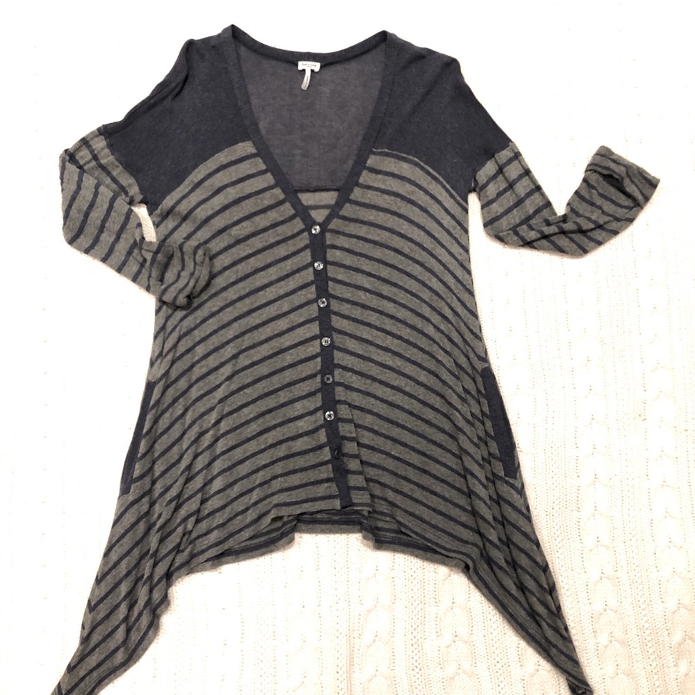 Splendid navy & gray button down tunic